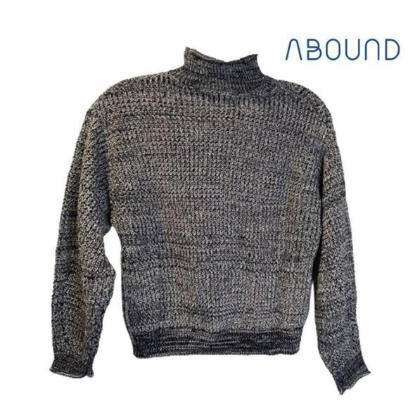 Abound Easy Stitch Ribbed Knit Mock Neck Sweater Rib Black‎ Marl NWT - Picture 4 of 9